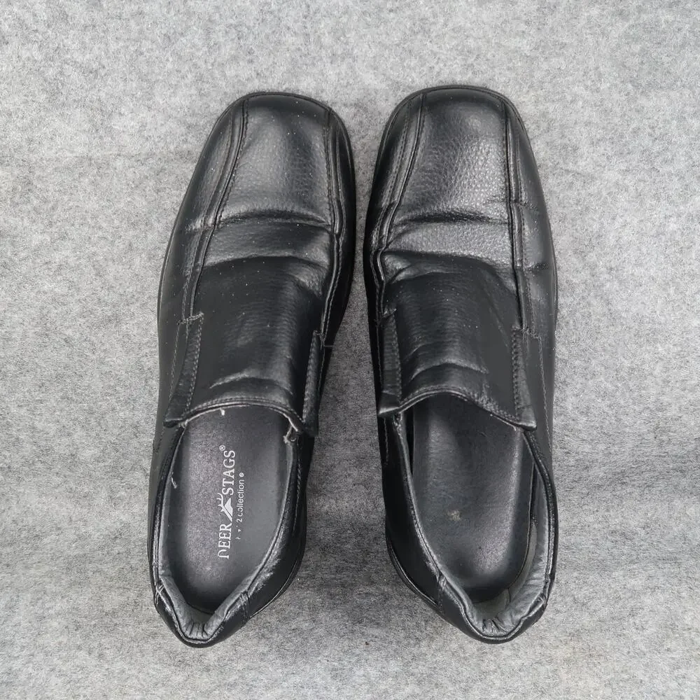 Deer Stags Shoes Mens 9.5 Dress Loafer Slip On Classic Black Career Casual Jerry